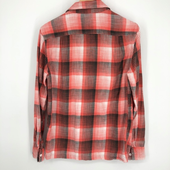 American Eagle Womens Button Down SIze S Coral Plaid Brushed Flannel Lumberjane - Picture 6 of 10